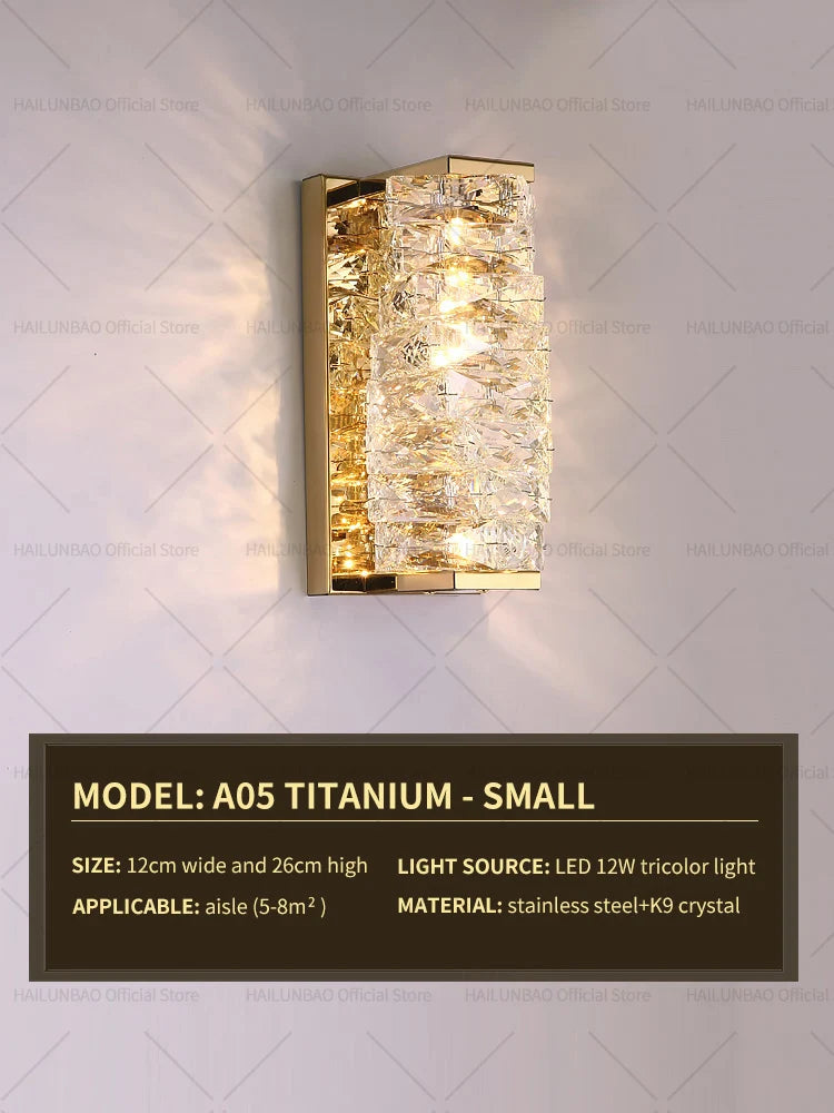 Light Luxury Crystal Wall Lamp Creative Villa Living Room TV Background Wall Lamp Network Red Modeling wall Bedroom Bedside Lamp