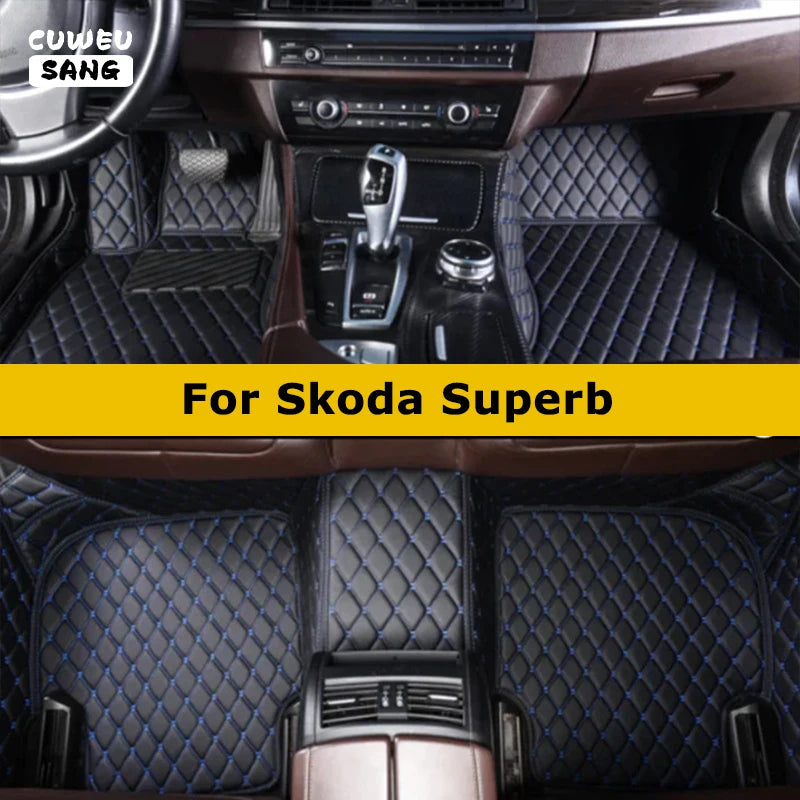CUWEUSANG Custom Car Floor Mats For Skoda Superb Auto Carpets Foot Coche Accessorie