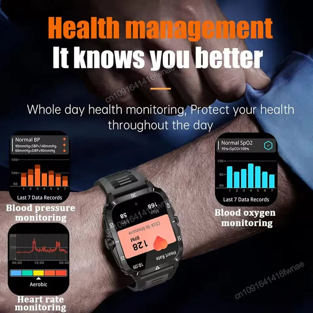 2025 Sport Smart Watch For Men 1.96'' Screen Blood Oxygen Bluetooth Call Watch 100+Sport Waterproof Smartwatch Man Reloj Hombre