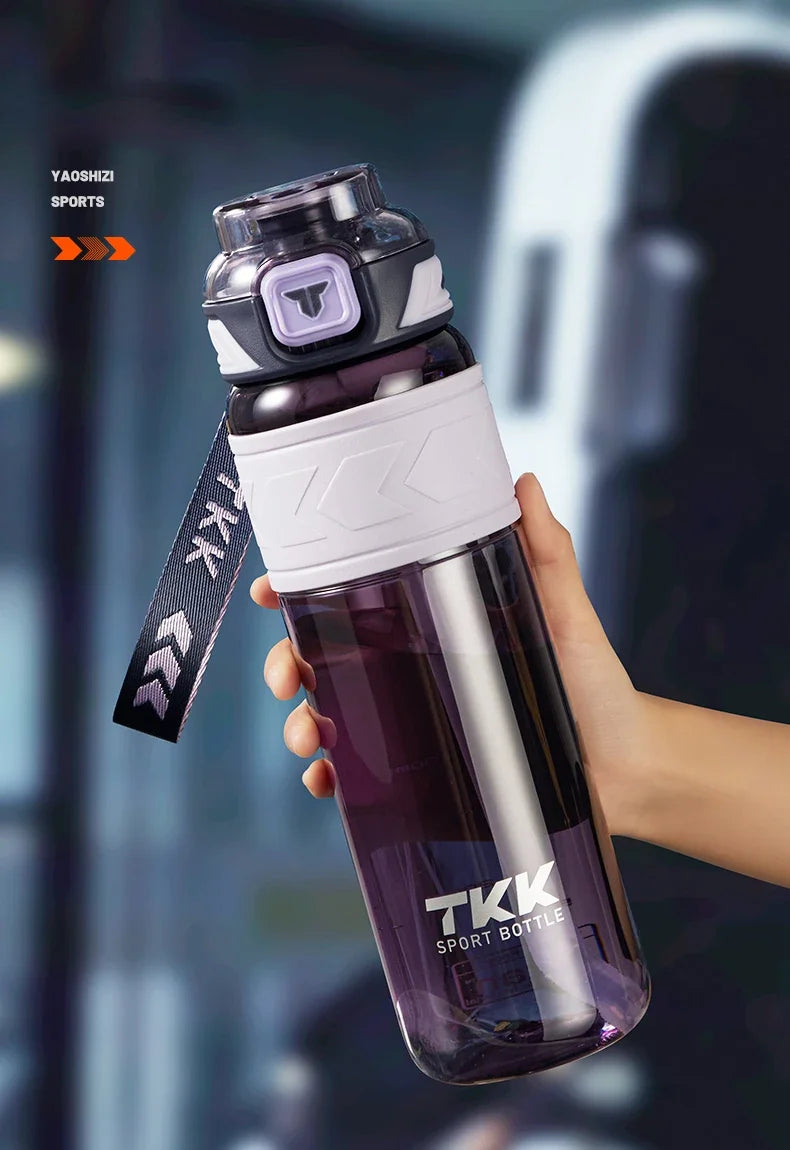 TKK 600/800/1000ml Sports Watter Bottle Tritan BPA free Straw Portable Leak-proof Plastic Drinkware Outdoor Fitness Kettle