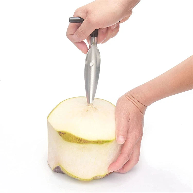 LMETJMA Coconut Opener Stainless Steel Coconut Opener Scraper Knife Coconut Punch Opener Tools JT101