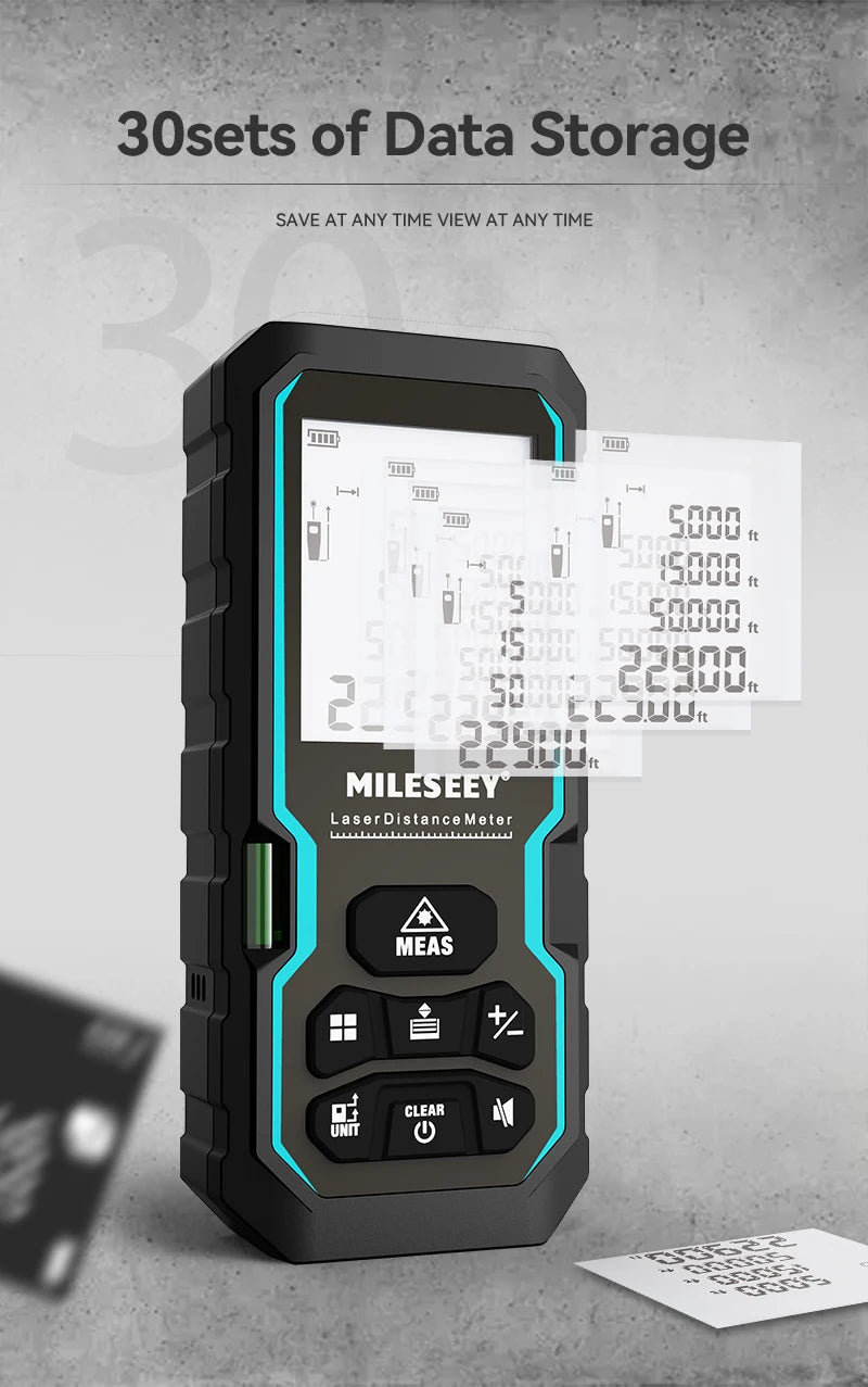 Mileseey S6 Laser Distance Meter 40m/120m, Rangefinder with Level Bubble , LCD Display with Backlit, Measure Tools for Home