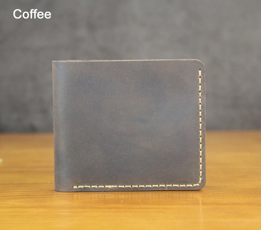 Luxury Handmade 100% Genuine Leather Men Wallet Purse Short Money Clip with Coin Pocket Male Money Bag Multi-Card Wallet Vintage