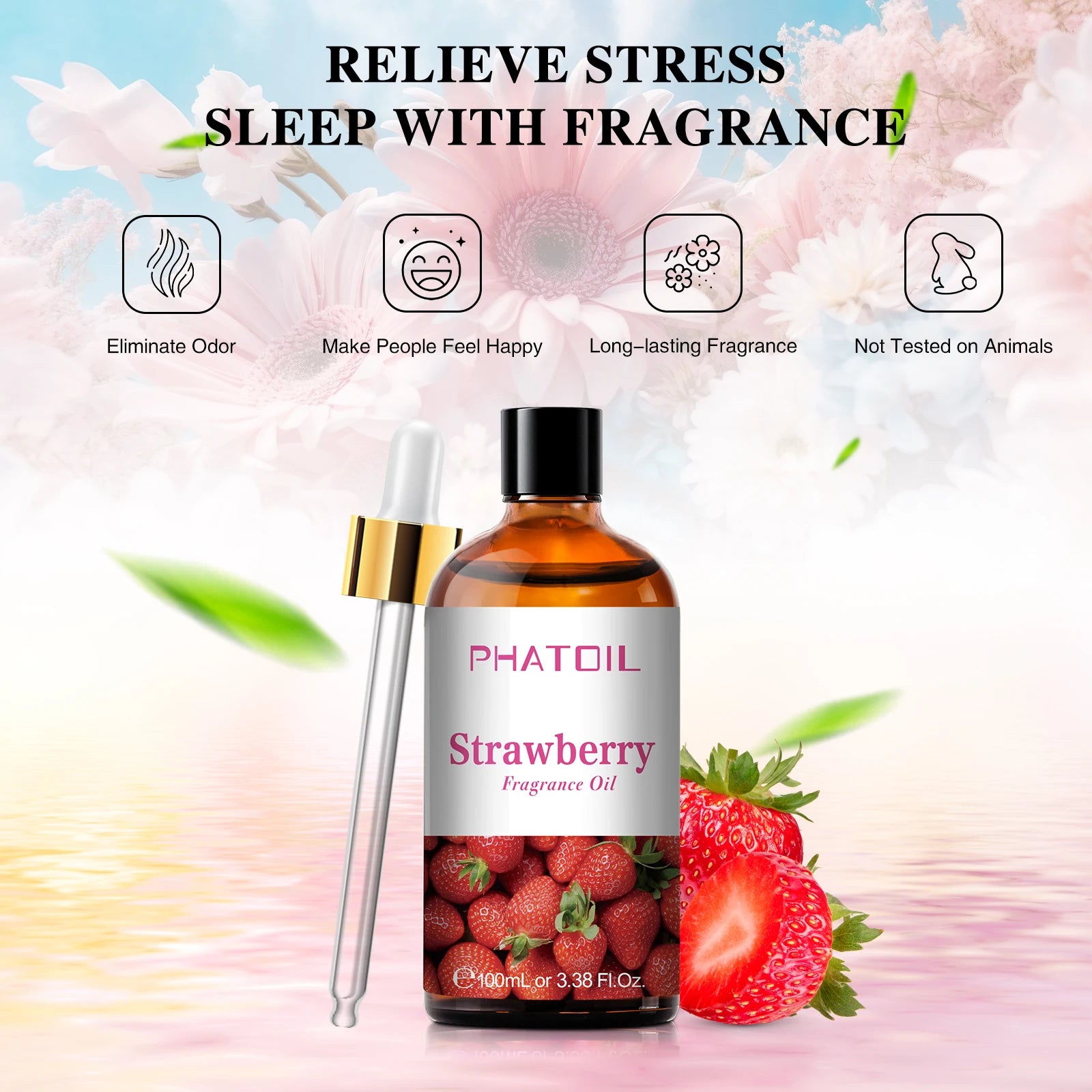 PHATOIL 100ml Fruity Fragrance Oil for Diffuser Candles Making -Coconut & Vanilla Strawberry Lemon Peach Aroma Essential Oils