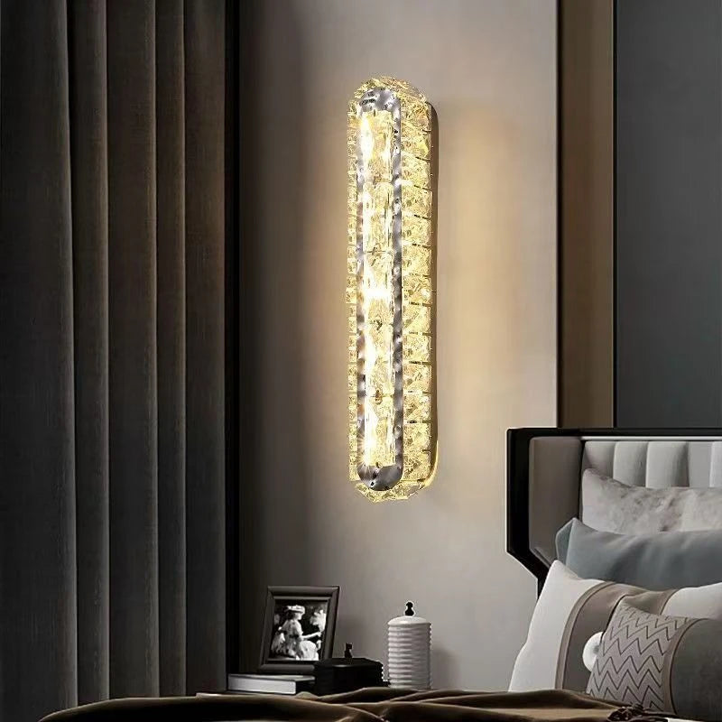 Postmodern Luxury Linear Crystal Wall Light Gold Metal Base G9 Led Wall Sconce 4 Styles Optional Bedroom Bathroom Hotel Lobby