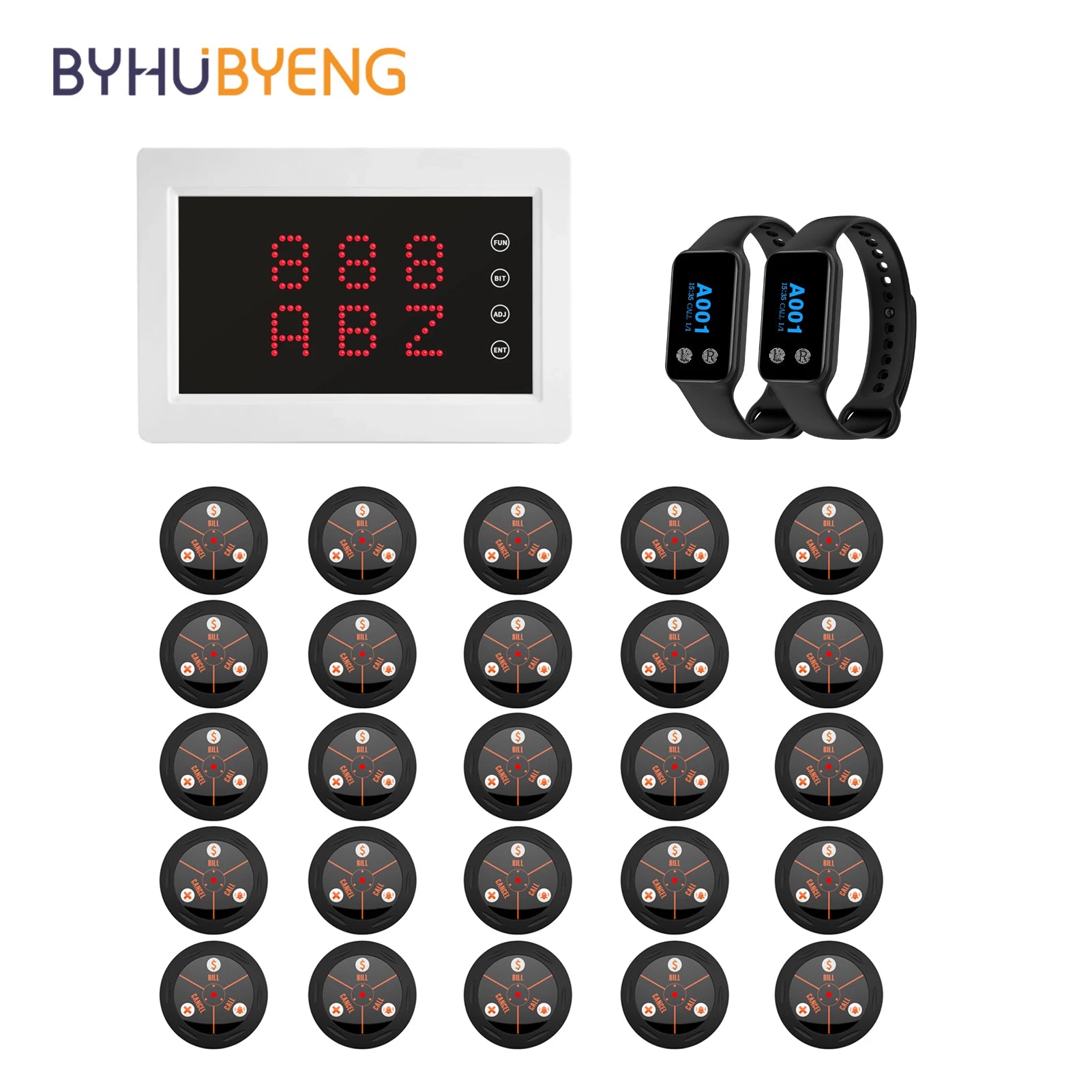 BYHUBYENG Wireless Calling System Watch Receiver Caller Wait Watch Pager with Calling Buttons for Restaurant Cafe Hotel