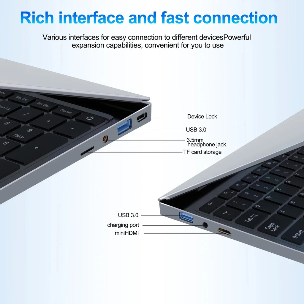 HOT 15.6" Portable Laptop Intel N95 32GB DDR4 2TB SSD Windows11 Notebook Pc Gamer Office Computer with Backlit Fingerprint