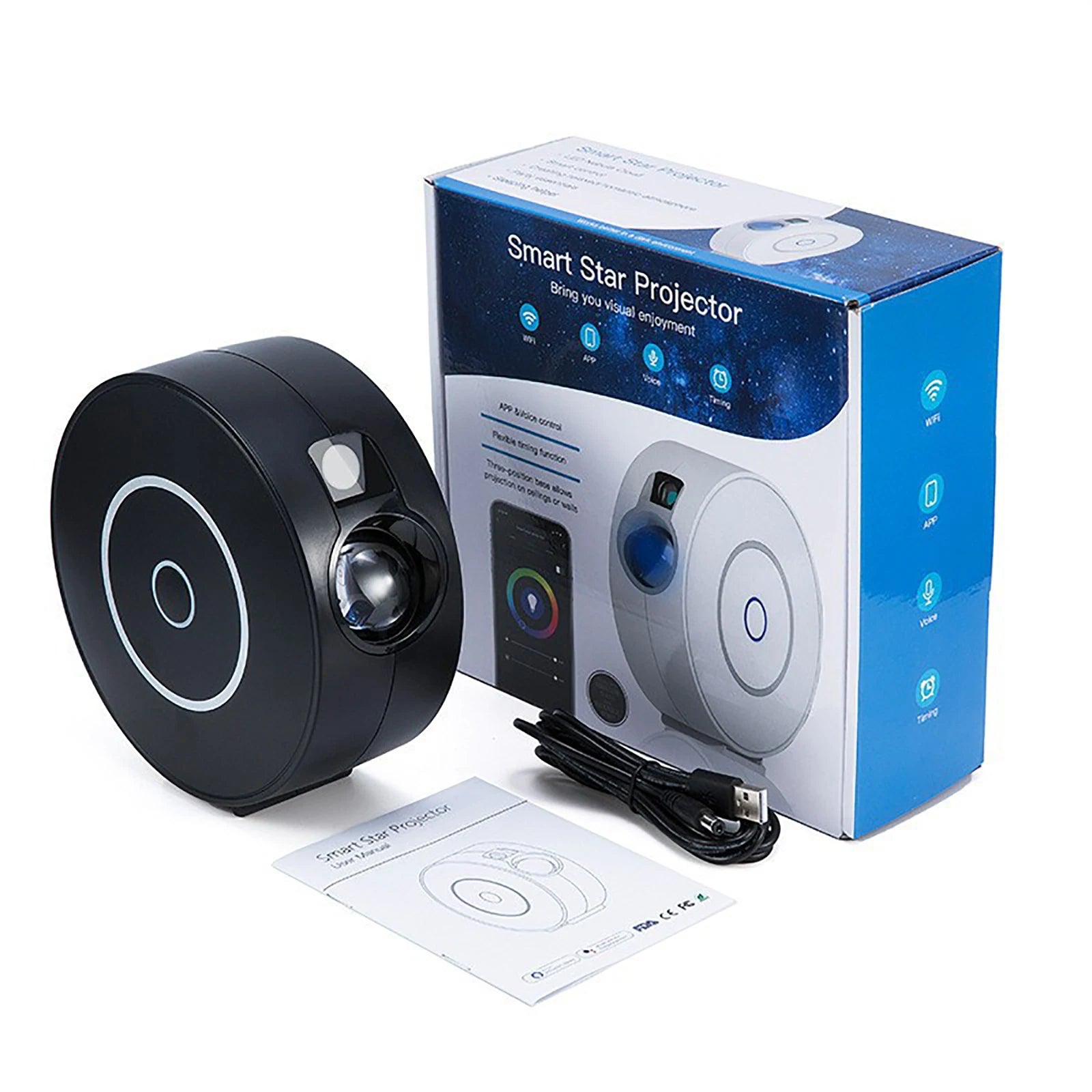 Tuya WiFi Intelligent Aurora Galaxy Starry Sky Projector Intelligent Voice Control System APP Control Projector LED Lights Gift