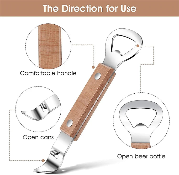 LMETJMA Can Punch Bottle Opener Manual Stainless Steel Can Beer Bottle Opener Small Bottle Opener Can Tapper for Camping JT177