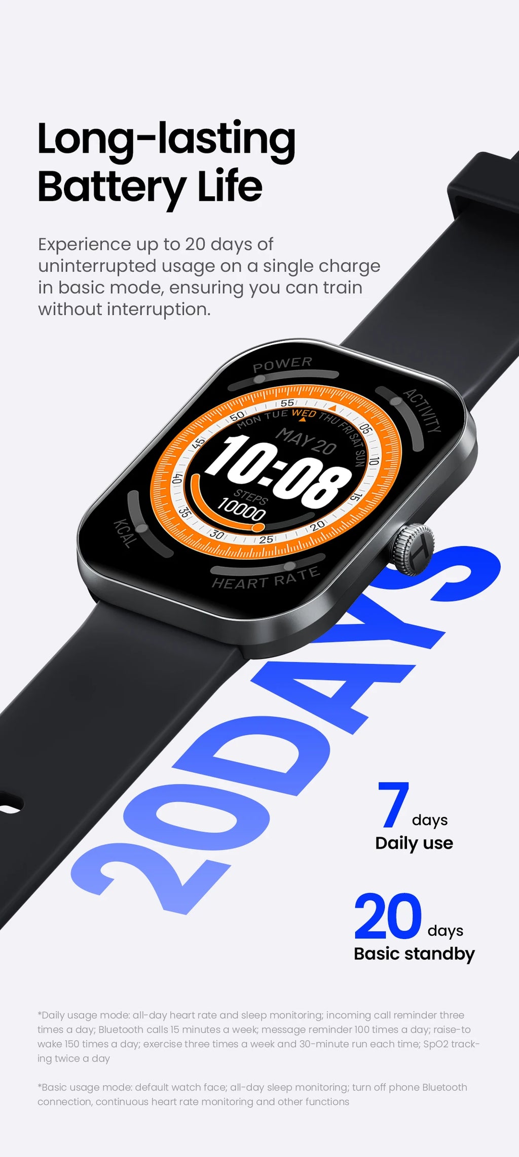 HAYLOU Watch S6 Smartwatch 2.01" HD Display Smart Watch Bluetooth Voice Callings IP68 Waterproof Fitness Tracking Smartwatch