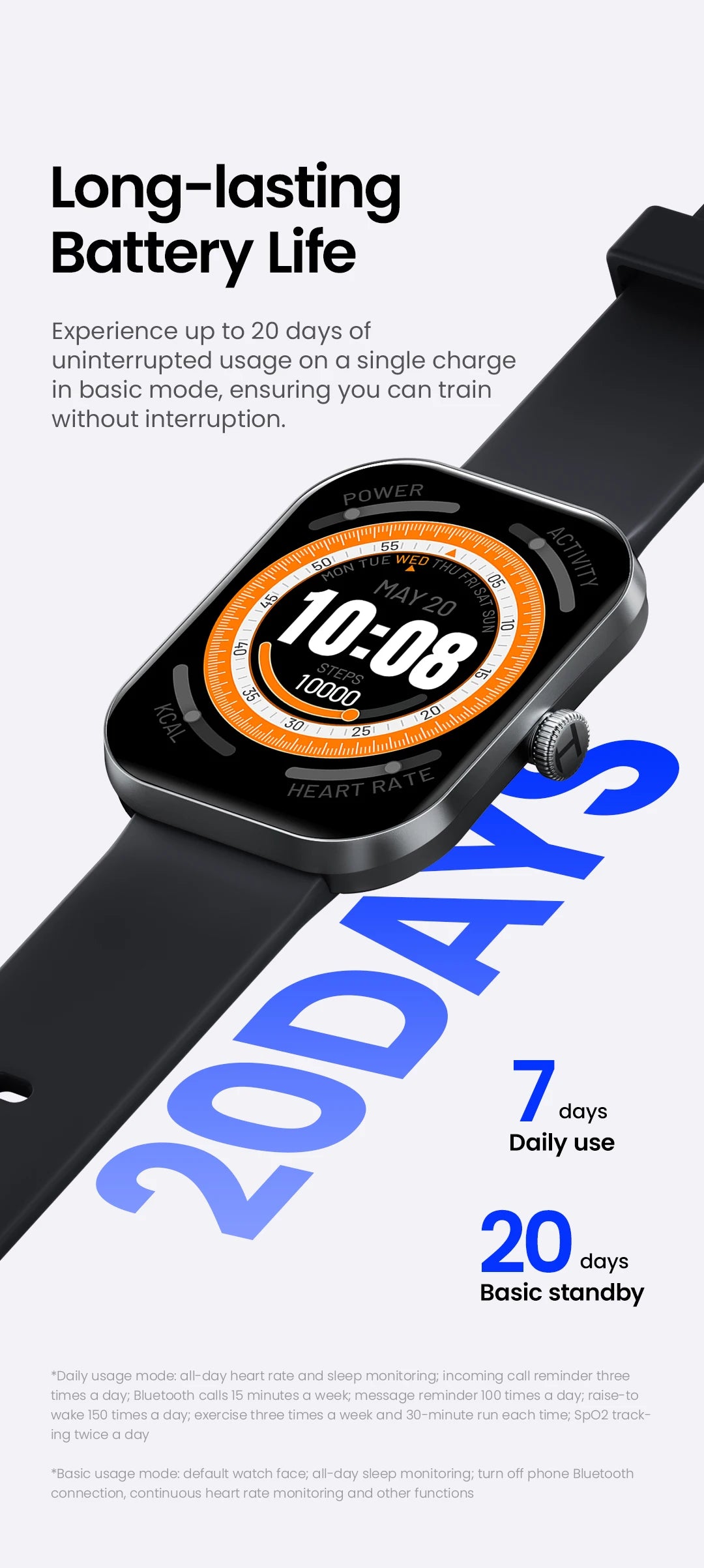 HAYLOU Watch S6 Smartwatch 2.01" HD Display Smart Watch Bluetooth Voice Callings IP68 Waterproof Fitness Tracking Smartwatch