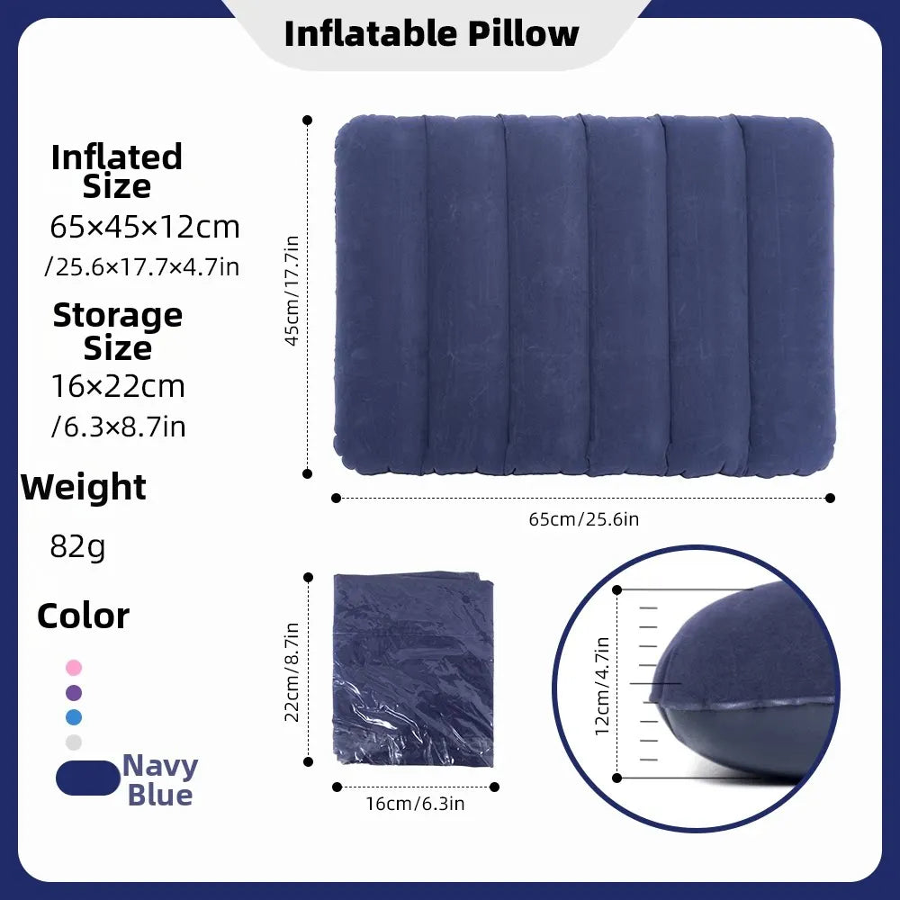 Triangular Travel Pillow Inflatable Office Neck Lumbar Support Pillow Thickened flocking Leg Rest Pillow for Air Travel