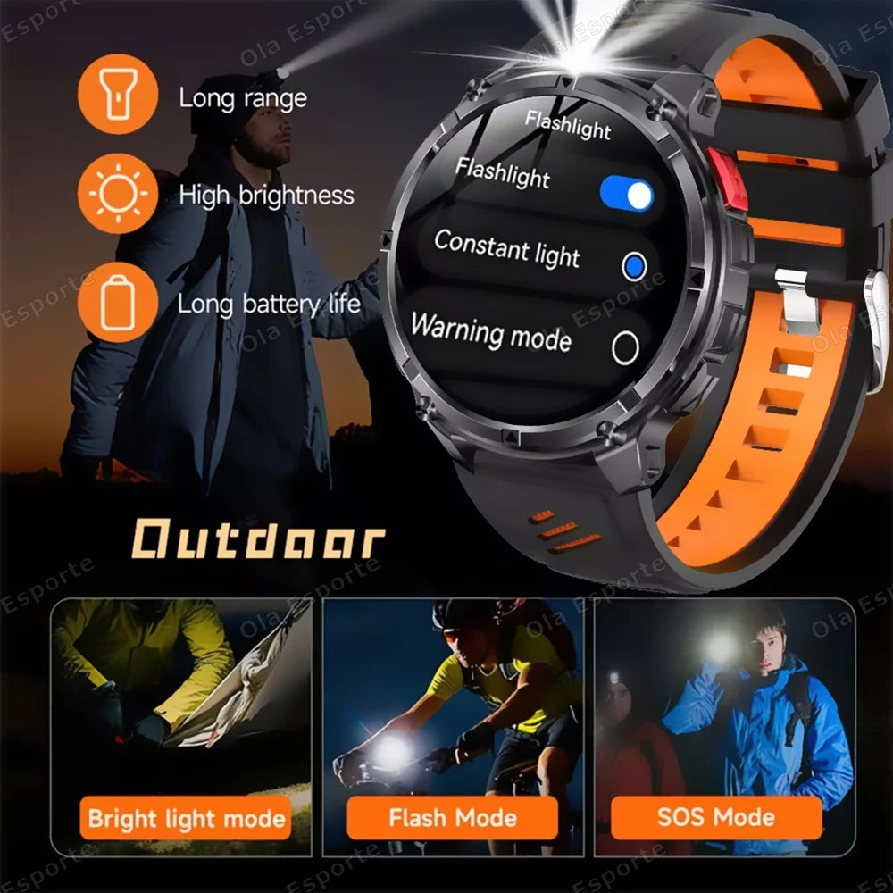 2026 New Military 1100mAh Big Battery Outdoor Smart Watch Men GPS Path Compass 10ATM Waterproof Calls AMOLED HD Sport Smartwatch