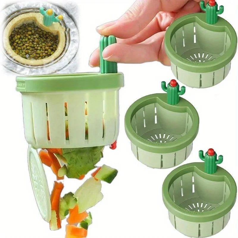 1-5pcs Cactus Sink Drain Strainer Press Automatic Dumping Basket Multi-functional Use Filter Net for Tub Kitchen Waste Collector