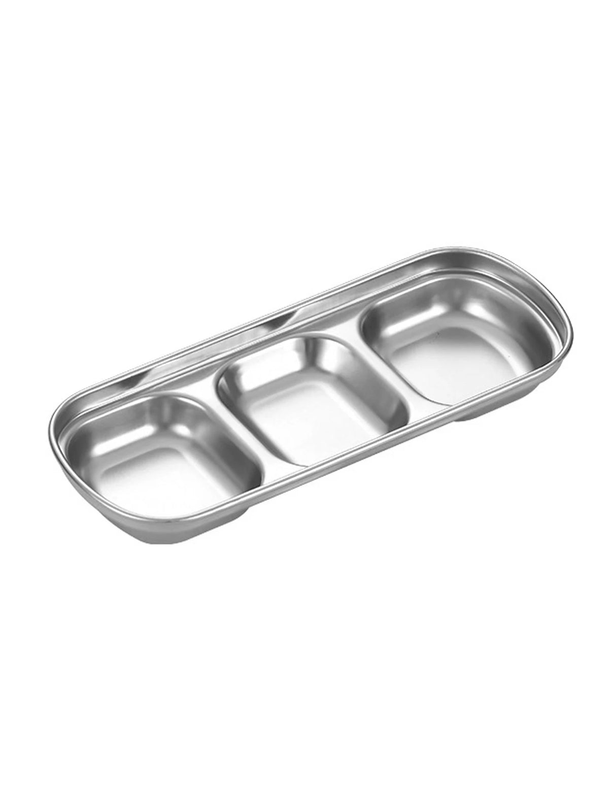1/4 Pcs Stainless Steel Divided Seasoning Sauce Dip Bowl, 1/2/3/4 Compartment Korean Ketchup Sauce Bowl, Vinegar Soy Spice Condiment Tray for Home Restaurant