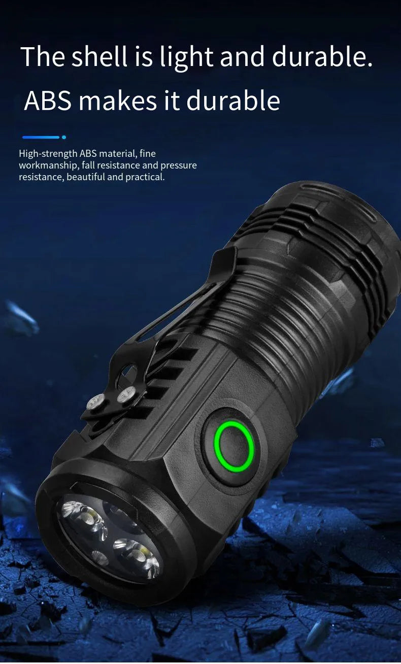 New Ultra Powerful Flashlight 3 Core LED Mini EDC Tactical Torch USB Rechargeable Outdoor Camping Fishing LED Hat Clip Lamp
