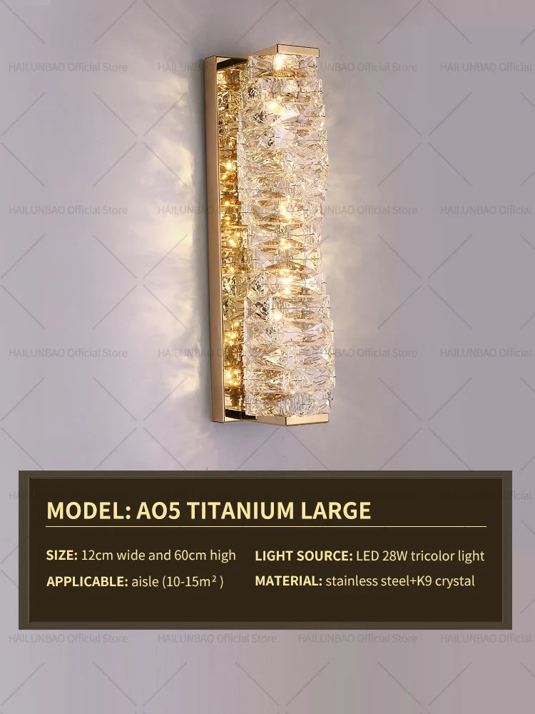 Light Luxury Crystal Wall Lamp Creative Villa Living Room TV Background Wall Lamp Network Red Modeling wall Bedroom Bedside Lamp