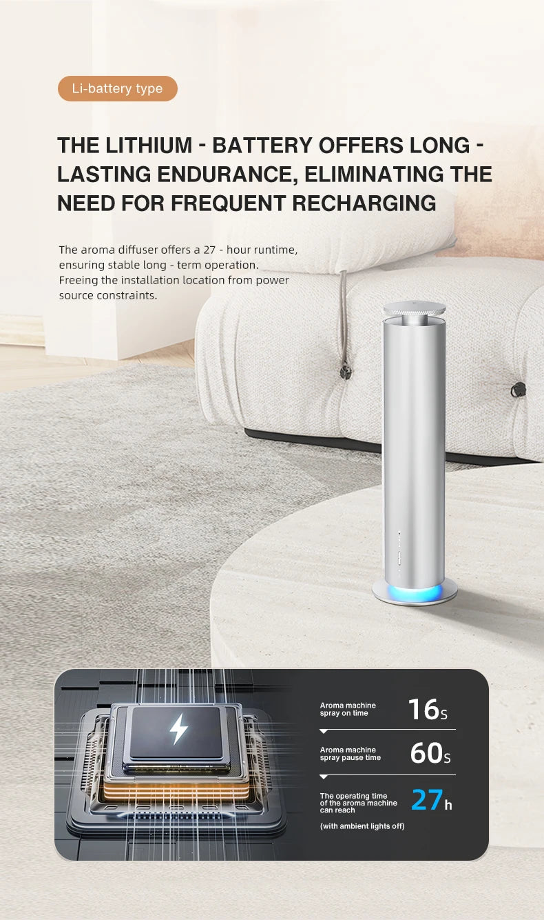 TEABLUM Smart Essential Oil Diffuser Office Aromatherapy Machine Battery Aromatherapy Machine Home Electric Aromatherapy Machine