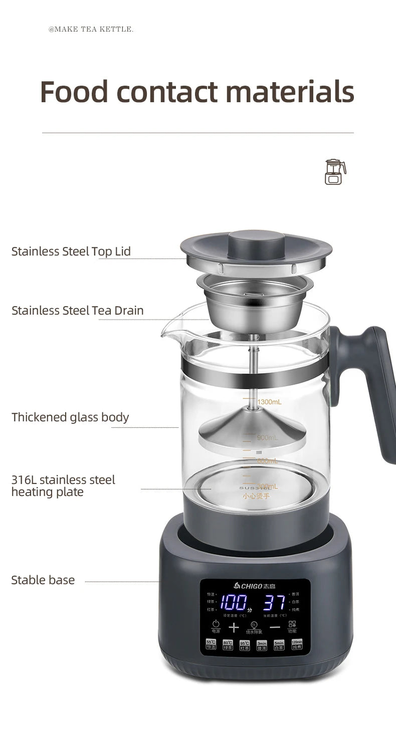 1.3L Steam Spray Tea Kettle Multifunctional Electric Kettle Baby Constant Temperature Milk Regulator 72h Thermostatic Kettle
