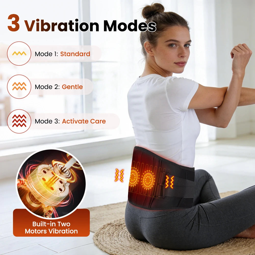 Electric Heating Waist Massage Belt Infrared Vibration Hot Compress Lumbar Brace Spine Protect Massager Back Support Belt