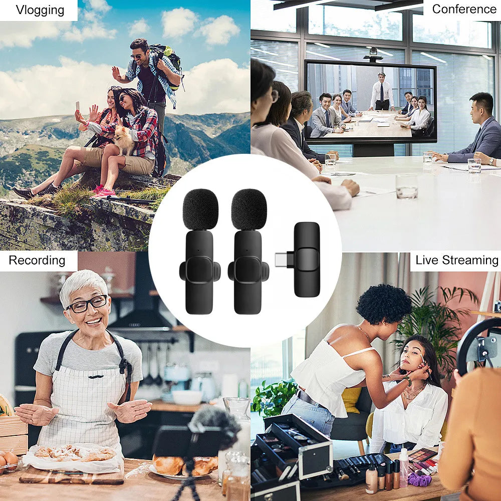 Lavalier Wireless Microphone 80mAh Rechargeable Battery Clip-On Podcast Mic for Streaming Vlogging Voice Recording Plug & Play