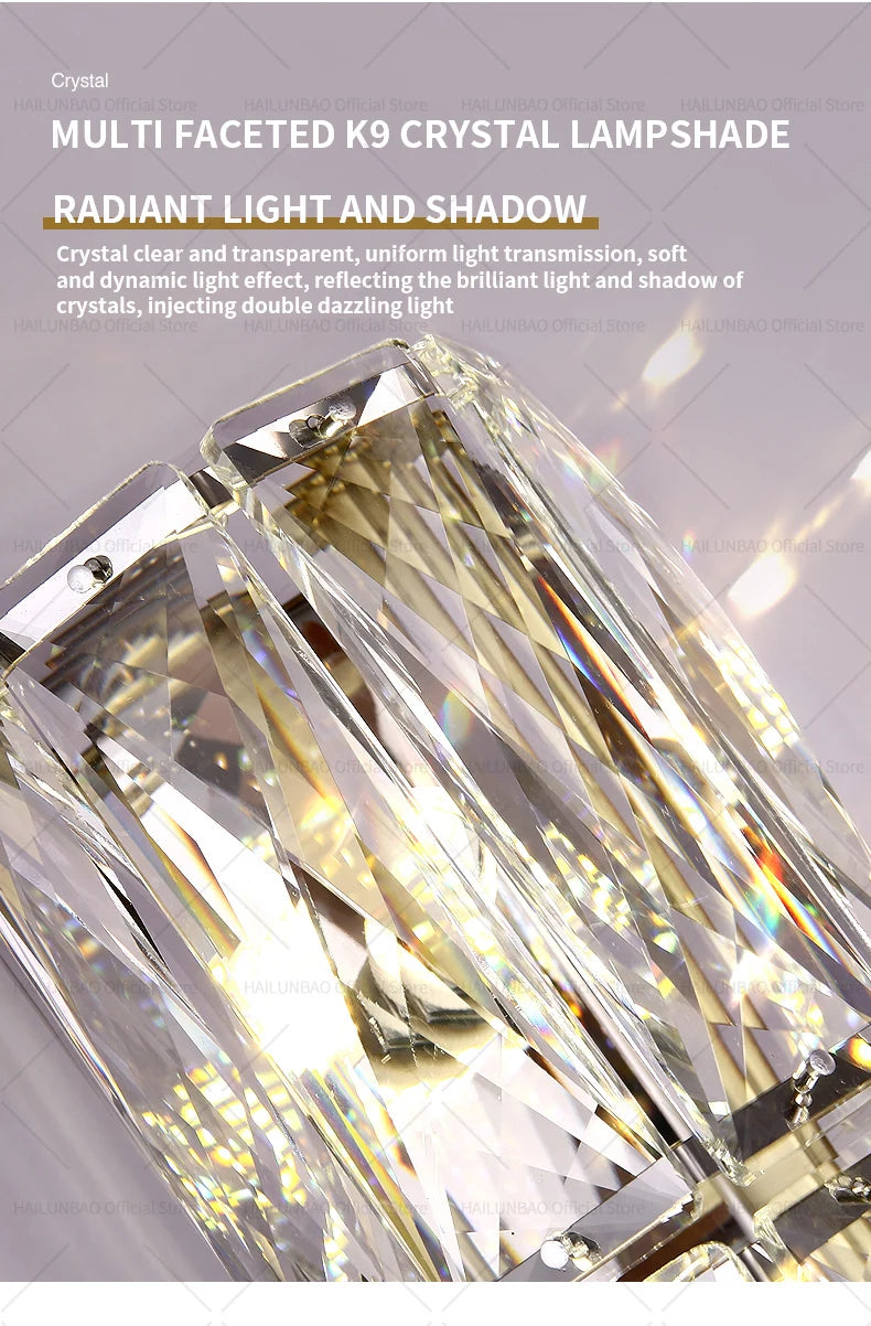 Light Luxury Crystal Wall Lamp Creative Villa Living Room TV Background Wall Lamp Network Red Modeling wall Bedroom Bedside Lamp