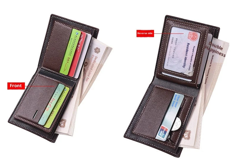 New Style Multi Card Slot Leather Wallet for Men Hand Woven Fashion Simple Ultra Thin Coin Purse