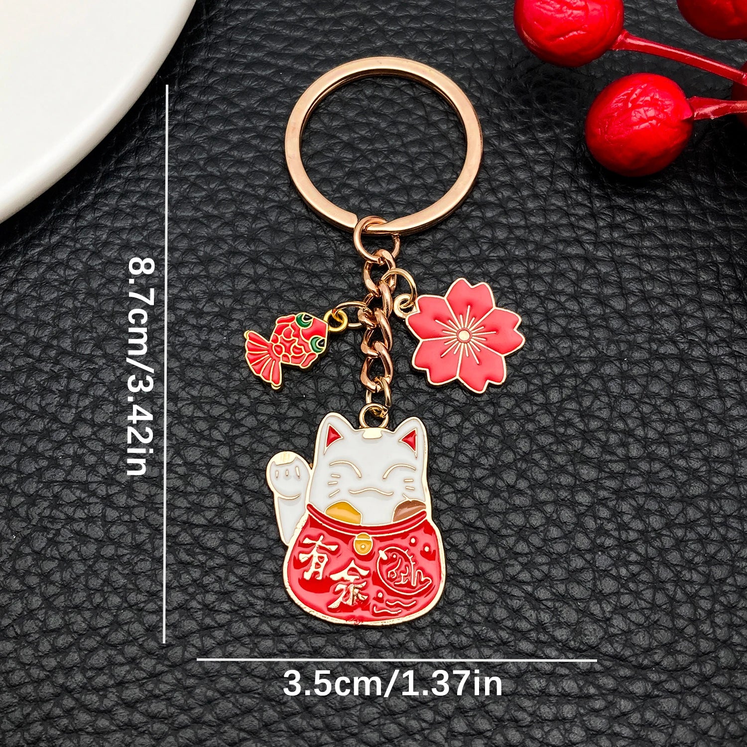 Japanese Maneki-neko (Lucky Cat) Keychain, Japanese Style Koi Fish Car Key Pendant, Creative Gift Alloy Lucky Bag Charm.
