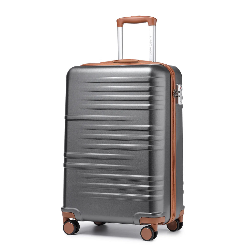 British Traveller Lightweight Hard Shell Suitcase ABS+PC, 20/24/28 inches, 4 spinner wheels with combination lock