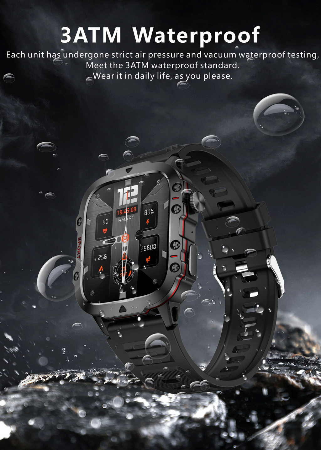 Military GPS Tracker SmartWatch Men 5ATM Outdoor Sports Fitness Tracker Health Monitor 1.96 BT Call Smartwatch For IOS Android