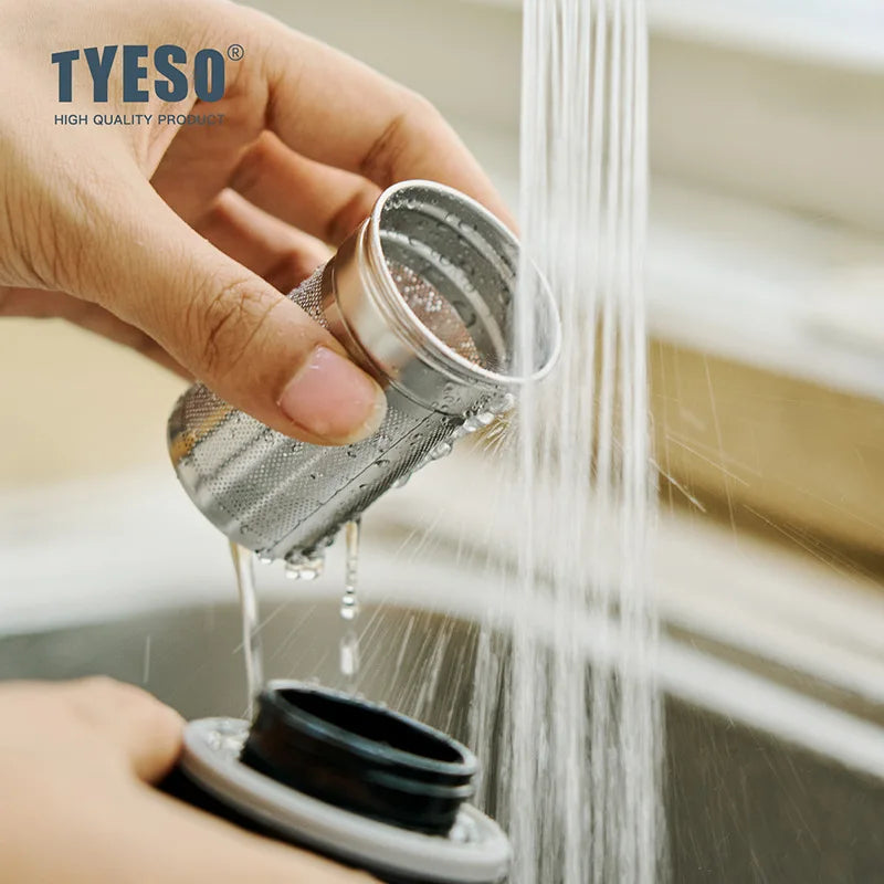 Tyeso Pumpkin-Shaped Thermos Steel Insulated Tea Infuser Hot Cold Water Bottle Removable Infuser 304 Stainless Large Capacity