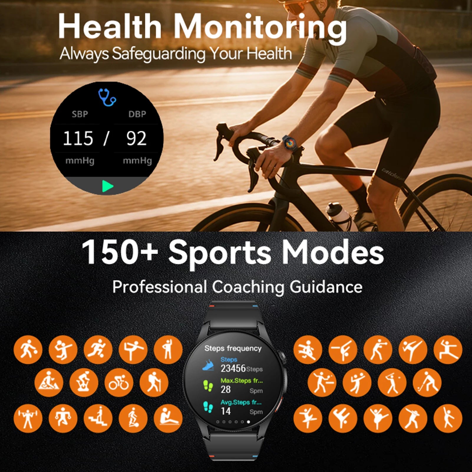 Pinteek G12 Dual-Band GPS Smartwatch: Military-Grade Compass, 3ATM Waterproof, 150+ Sport Modes Smart Watches for Men