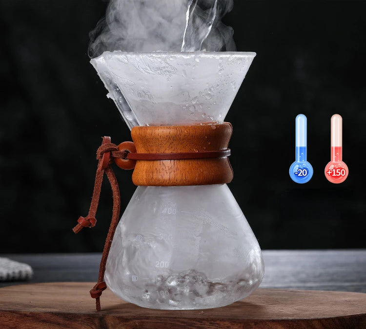 Hand Glass Coffee Kettle with Stainless Steel Filter Drip Brewing Hot Brewer Coffee Pot Dripper Barista Pour Over Coffee Maker