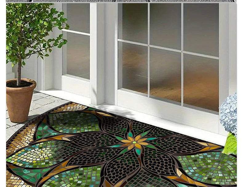 Entrance Carpet Anti-slip Dirt-resistant Wear-resistant Door Rug Semicircular Imitation Marble Texture Welcome Floor Mat 현관 카펫