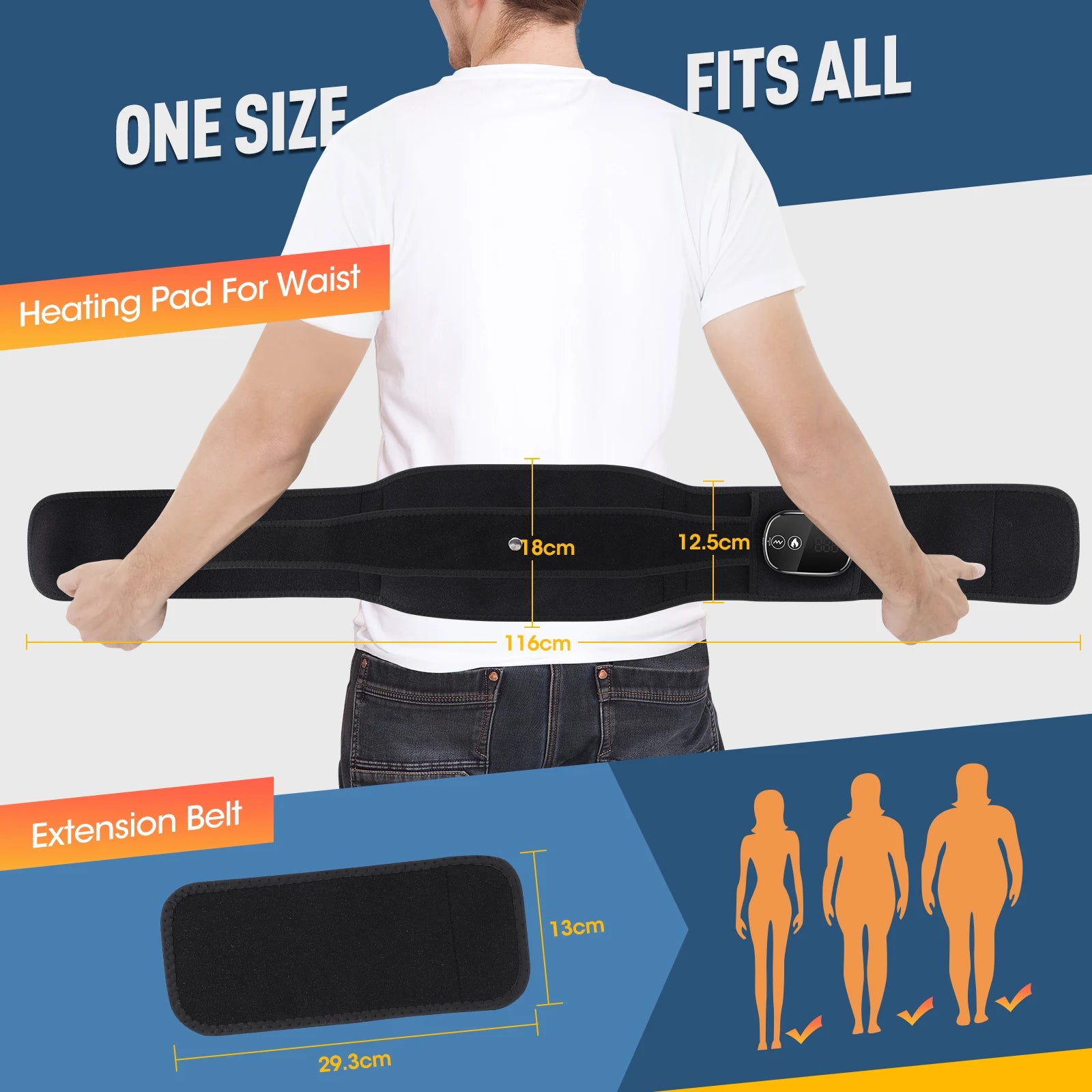 Electric Heating Waist Massage Belt Infrared Vibration Hot Compress Lumbar Brace Spine Protect Massager Back Support Belt