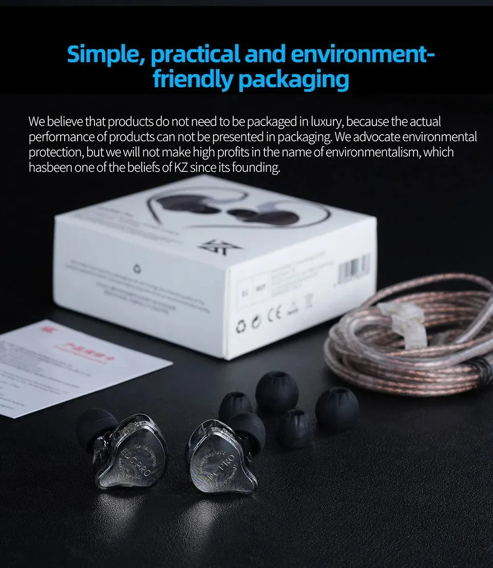 New KZ EDC Pro Headset Dynamic In-Ear Monitor HiFi Wired Headphone Bass Stereo Game Music Earbuds Sports Noise Reduction Earphon