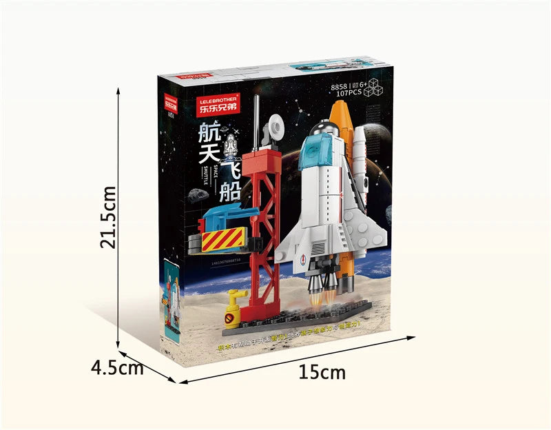 107 Piece DIY Building Blocks Space Rocket Craft Launch Center Base Puzzle Model Assembling Bricks Small Set Education Boys Toy