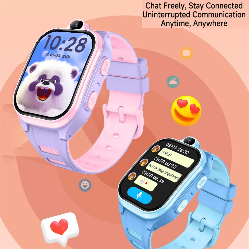 New 4G Smart Watch Kids GPS Video Call APP Download Child Smartwatch Voice Assistant Phone Watches Voice Chat Camera Alarm Clock