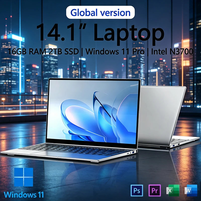 14.1 Inch Premium Ultra Thin Notebook 2026 Win11 DDR4 16GBGB RAM 2TB SSD Portable Business Laptop PC Intel 4405U
