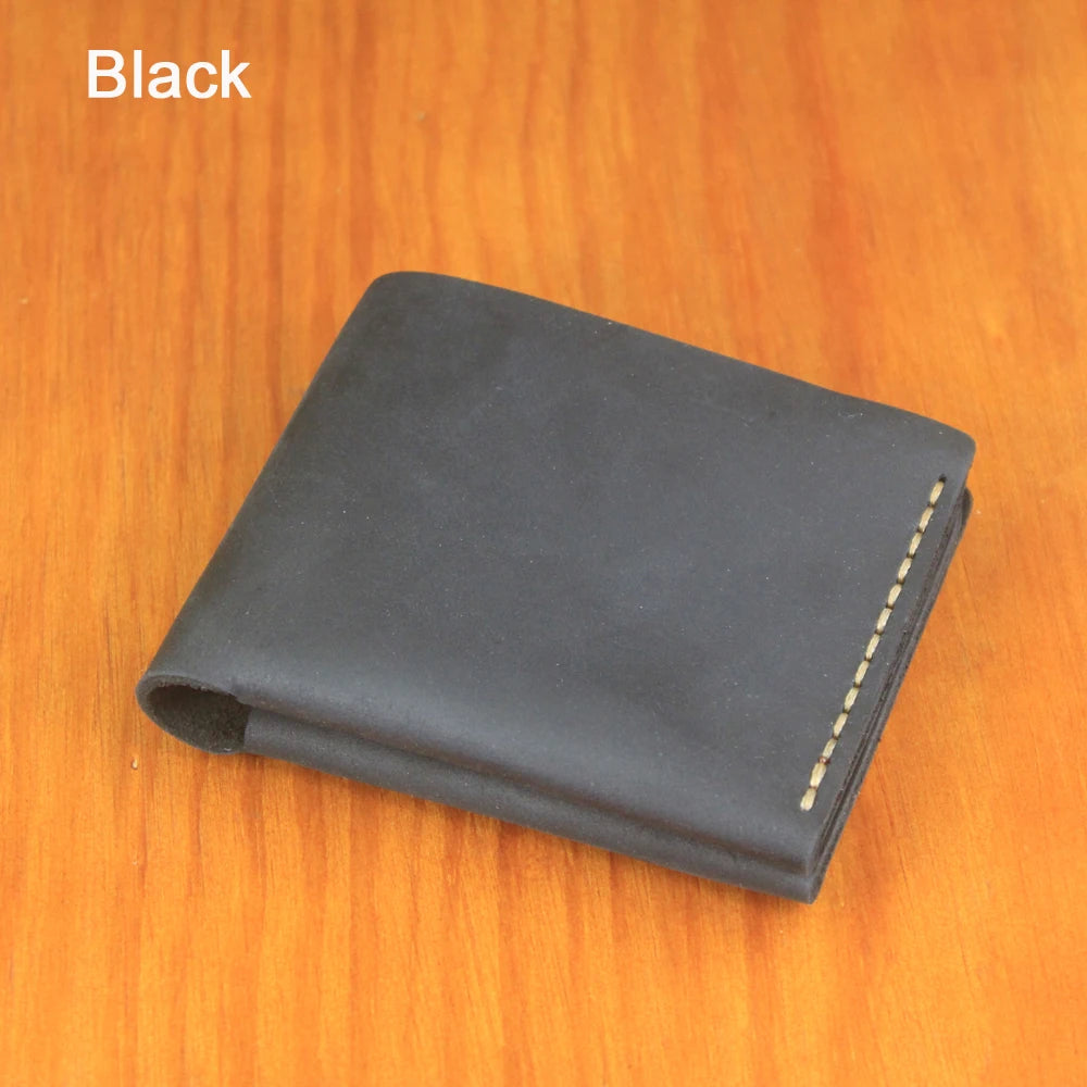 Luxury Handmade Genuine Leather Men Wallet Bifold Purse Male Wallets Short Money Clip Vintage Leather Money Bag with zip pocket