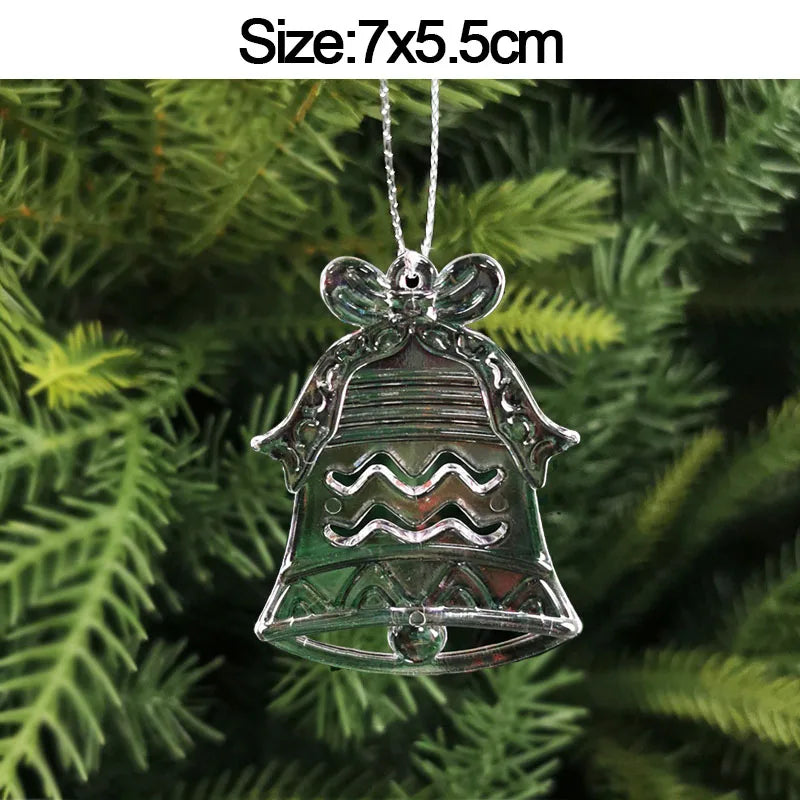 5pcs Christmas Home Decorations Crystal Acrylic Ornaments Snowflake Elk Xmas Tree Hanging Pendants Navidad 2025 New Year Gift