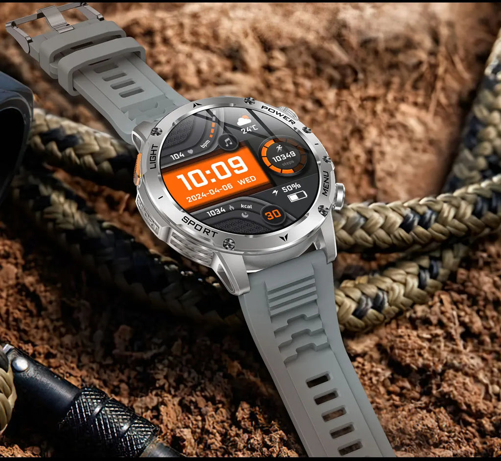 2026 New Military Smart Watch 1000Mah Battery Fitness Tracking 10ATM Waterproof Tactics Sport Flashlight call Bracelet For Men