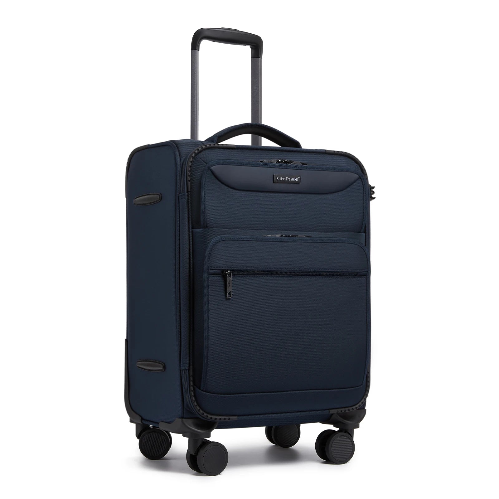British Traveller - Suitcase Adjustable Handle, 4 Spinner Wheels, Lightweight, TSA Lock - Recycled Polyester Luggage （S/M/L)
