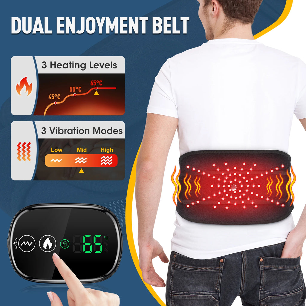 Electric Heating Waist Massage Belt Infrared Vibration Hot Compress Lumbar Brace Spine Protect Massager Back Support Belt
