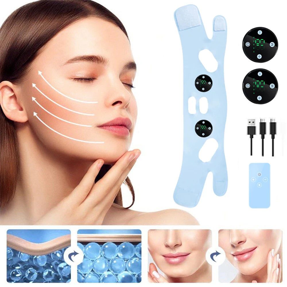EMS V-Shaped Face Machine Double Chin Reducer, Electric Facial Massager Face Lifting Device with 5 Modes 19 Intensity Levels