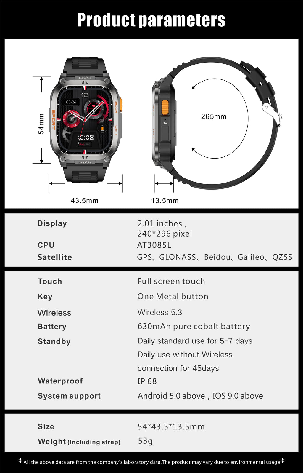 LIGE New GPS Tracking Smart Watch  LED Flashlight 1.96inch HD Screen Compass BT Call Waterproof Sport Smartwatch For Android iOS