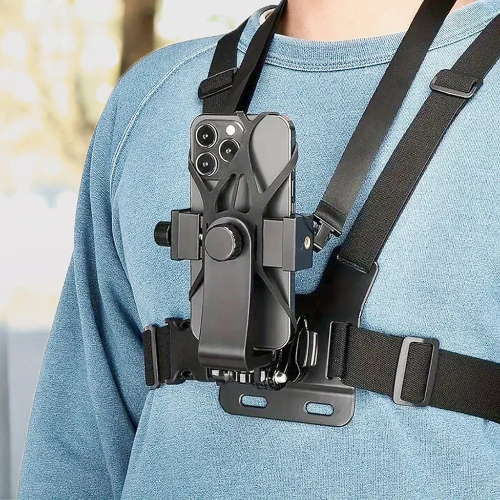 Adjustable Headband And Chest Band Shooting Stand for Mobile Phones And Action Cameras Compatible with GoPro DJI And More