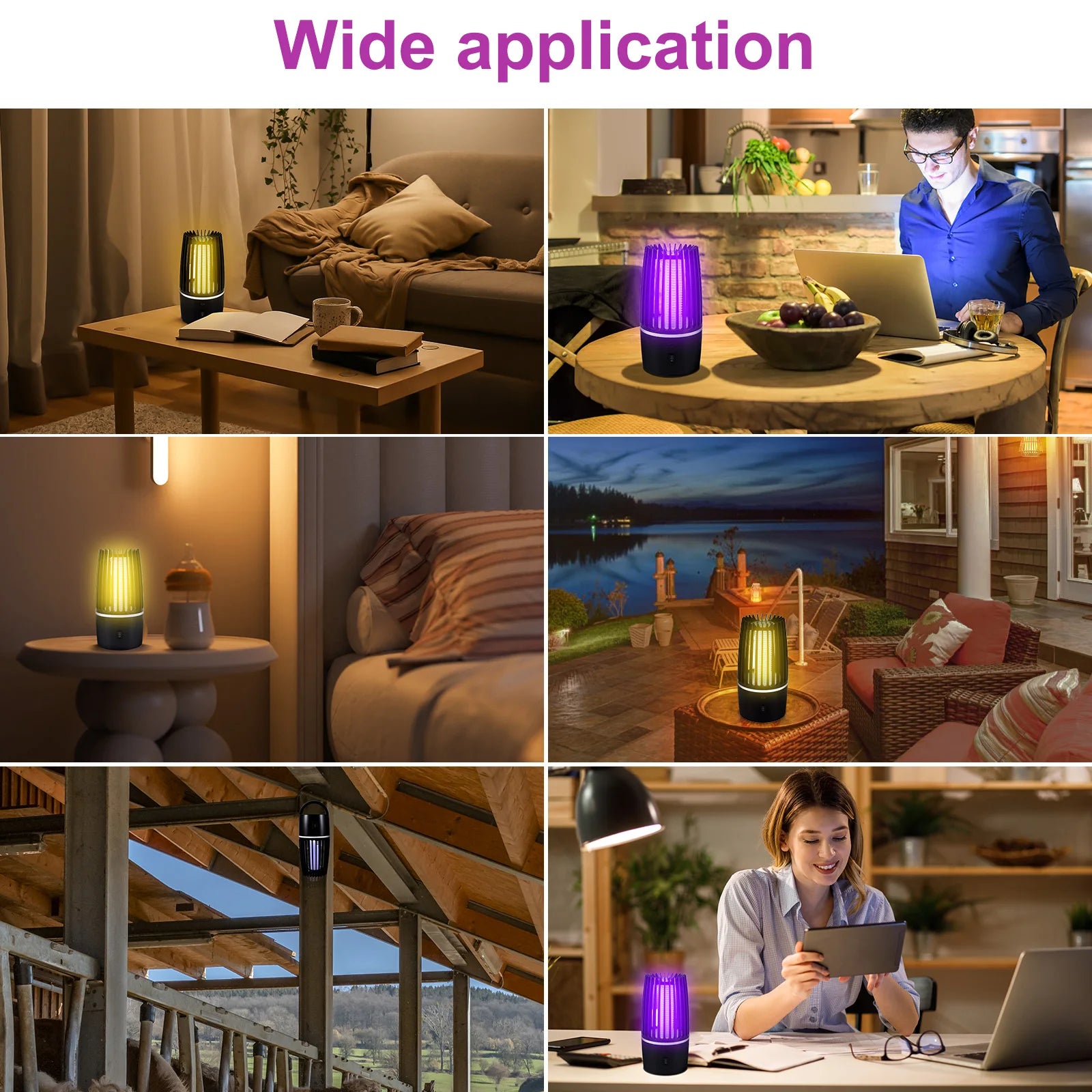 2 in 1 Electric Fly Catcher USB Rechargeable Portable Bug Zapper with Night Light 360° Attract for Indoor Outdoor Trip Camping