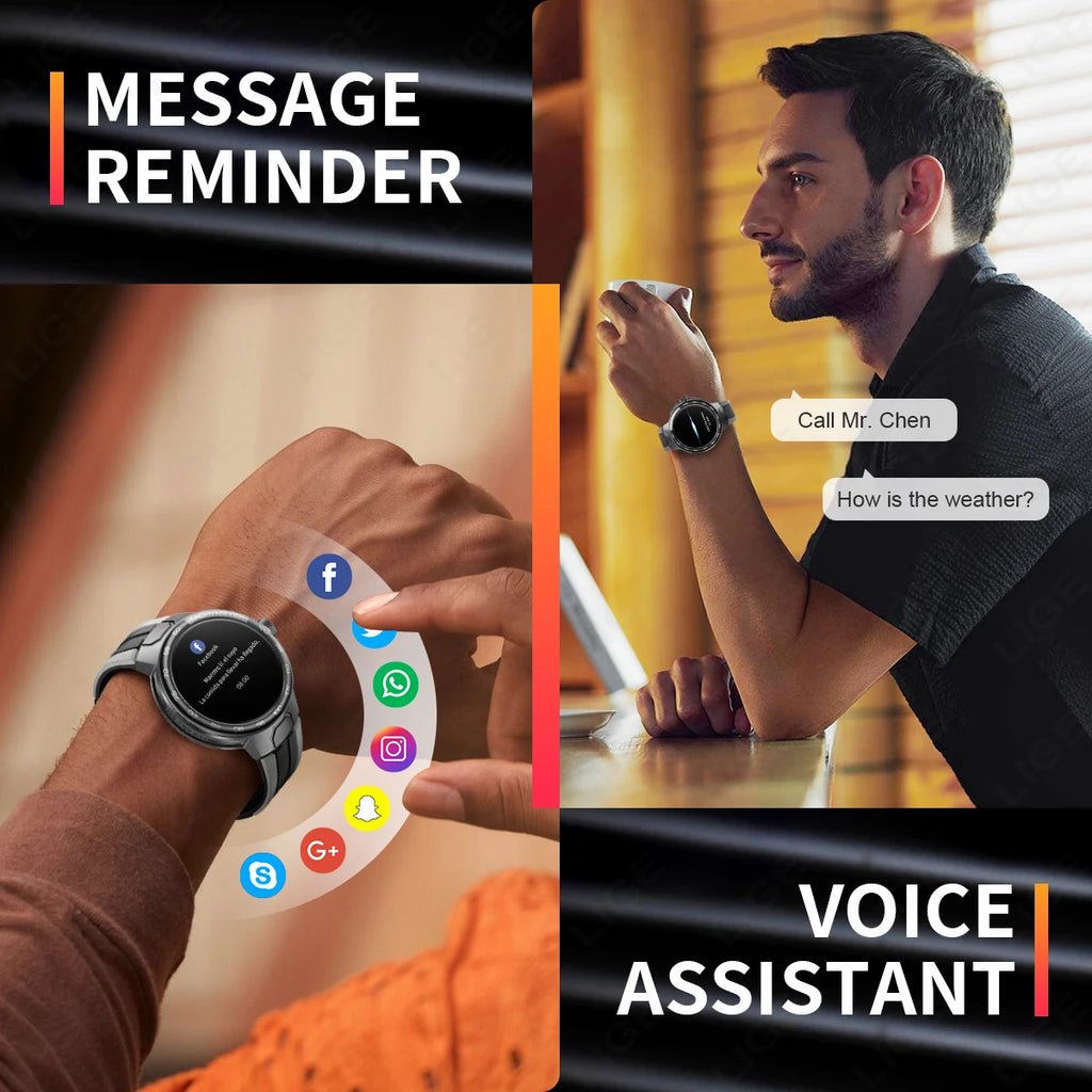 LIGE New Smart Watch Men 2024 NFC Smartwatches Message Remind Waterproof Fitness Sport Watch Bluetooth Call Music Men Smartwatch