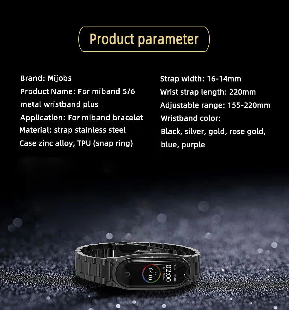 Metal Strap for Mi Band 10 9 8 7 6 5 Stainless Bracelet for Xiao mi Mi Band 9 Strap for Mi Band 8 Mi Band 7 Wristband